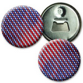 2 1/4" Diameter Magnetic Bottle Opener w/ Stars & Stripes 3D Animated Effects (Blank)